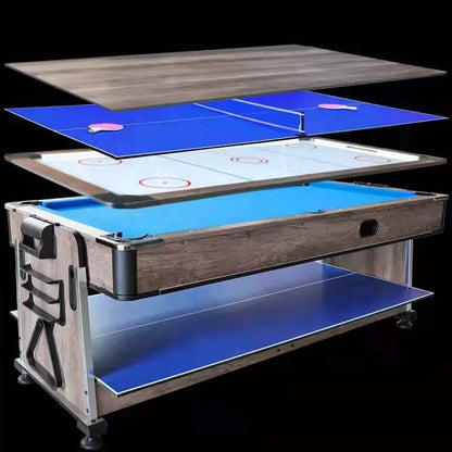 7FT New Fashion 4 in 1 Rotating Multi Game Table Set  with Billiard Table/ Air Hockey/Tennis/Dinning Table