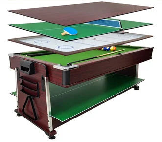 7FT New Fashion 4 in 1 Rotating Multi Game Table Set  with Billiard Table/ Air Hockey/Tennis/Dinning Table