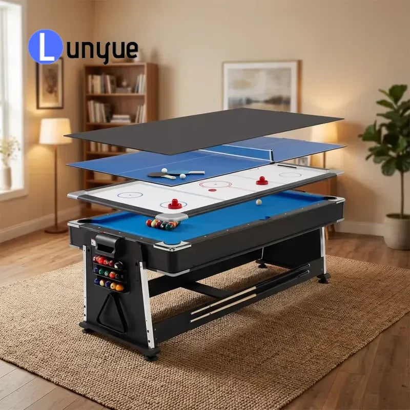 Custom 7ft 4-in-1 Multi-Function Game Table with Pong Air Hockey Pool and Dining Commercial Grade Space Saving Versatile