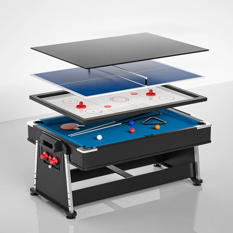 7FT New Fashion 4 in 1 Rotating Multi Game Table Set  with Billiard Table/ Air Hockey/Tennis/Dinning Table