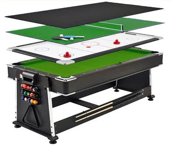 7FT New Fashion 4 in 1 Rotating Multi Game Table Set  with Billiard Table/ Air Hockey/Tennis/Dinning Table