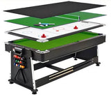 7FT New Fashion 4 in 1 Rotating Multi Game Table Set  with Billiard Table/ Air Hockey/Tennis/Dinning Table