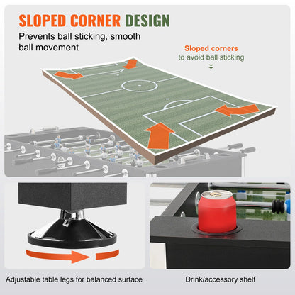 SucceBuy Foosball Table Game 55in Soccer Tabletop Standard Size Tabletops for Home Family Game Room Soccer w/Foosball Table Set