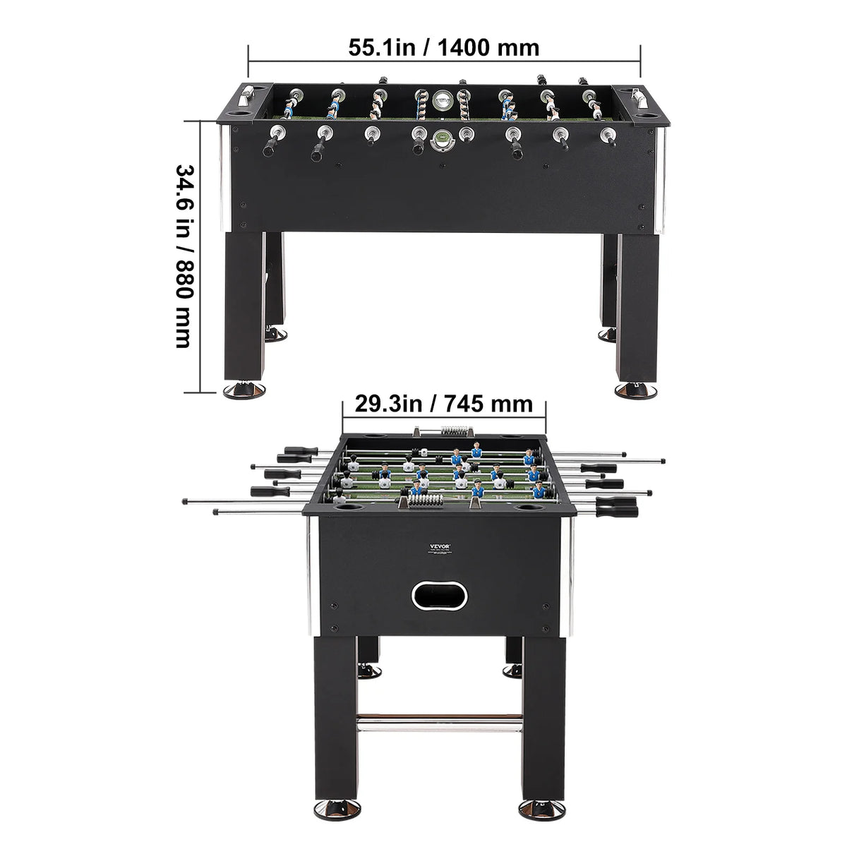 SucceBuy Foosball Table Game 55in Soccer Tabletop Standard Size Tabletops for Home Family Game Room Soccer w/Foosball Table Set
