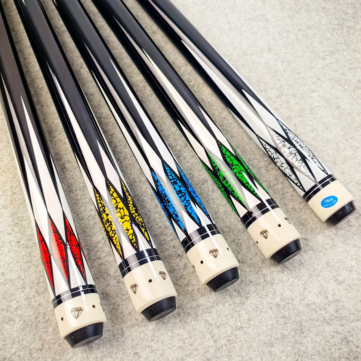 1 Premium 13mm -tipped Nine-ball Cue, Featuring a Colorful Diamond Pattern, 58-inch Length, 18-ounce Weight